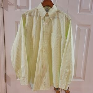 Brooks Brothers Men's Oxford Shirt‎ Green & White Check Large Supima Cotton